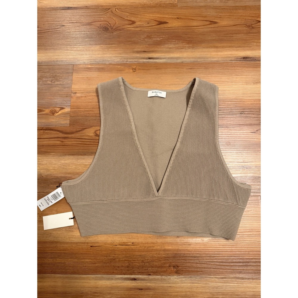 Babaton Sculpt Knit Deep V Crop Top Womens 2XL NWT